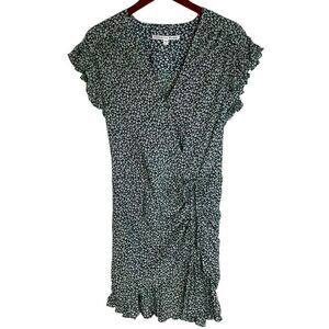Veronica Beard Womens Marla Silk Floral Ruched Ruffled Mini Dress Green Size 8